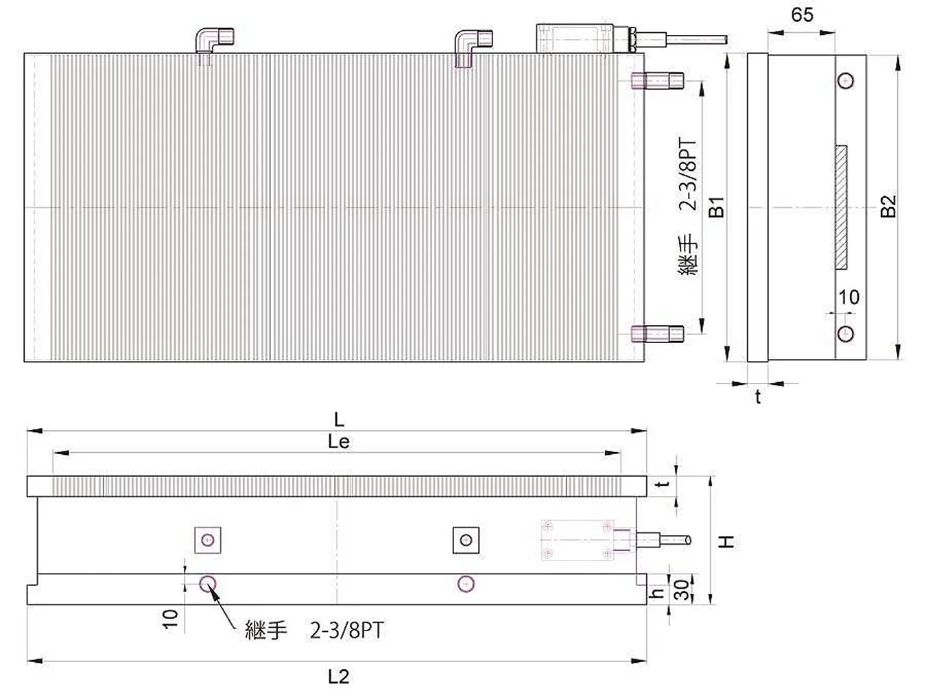 水冷式電磁チャック（コントローラー別売）